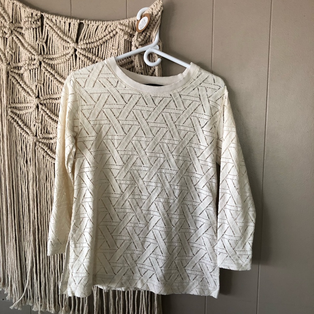 Banana republic white knit crew neck sweater sz S